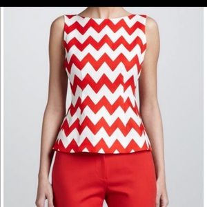 Kate Spade 100% Linen Tatiana chevron tank